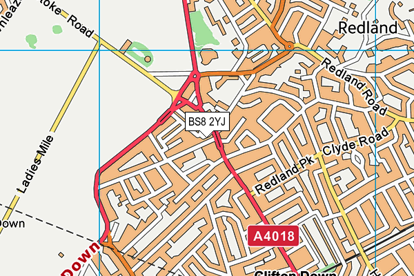 BS8 2YJ map - OS VectorMap District (Ordnance Survey)