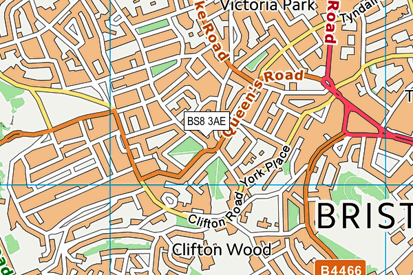 BS8 3AE map - OS VectorMap District (Ordnance Survey)
