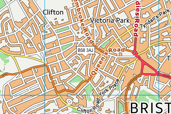 BS8 3AJ map - OS VectorMap District (Ordnance Survey)