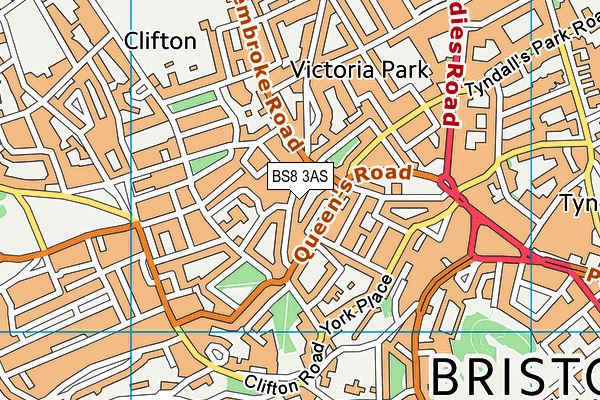 BS8 3AS map - OS VectorMap District (Ordnance Survey)