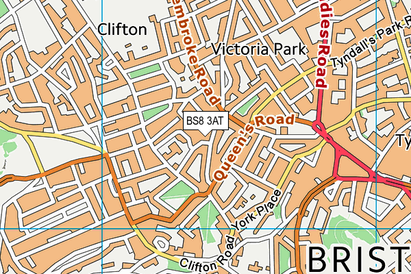 BS8 3AT map - OS VectorMap District (Ordnance Survey)