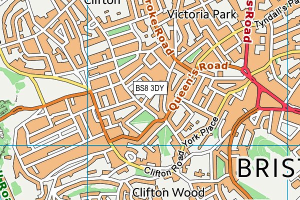 BS8 3DY map - OS VectorMap District (Ordnance Survey)