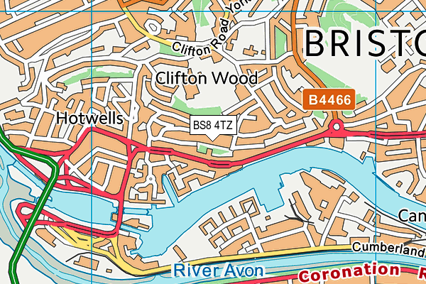 BS8 4TZ map - OS VectorMap District (Ordnance Survey)