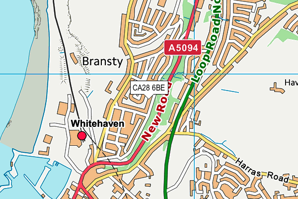 CA28 6BE map - OS VectorMap District (Ordnance Survey)