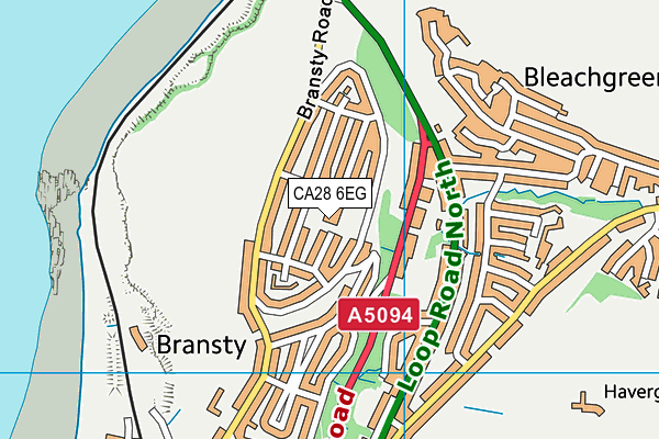 Bransty Primary School map (CA28 6EG) - OS VectorMap District (Ordnance Survey)