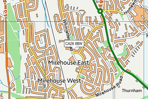 CA28 8BW map - OS VectorMap District (Ordnance Survey)