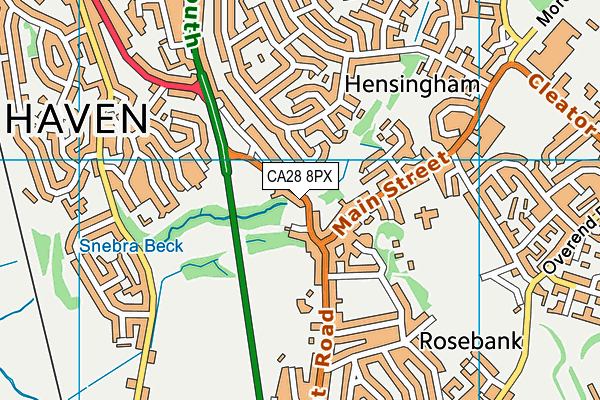 CA28 8PX map - OS VectorMap District (Ordnance Survey)