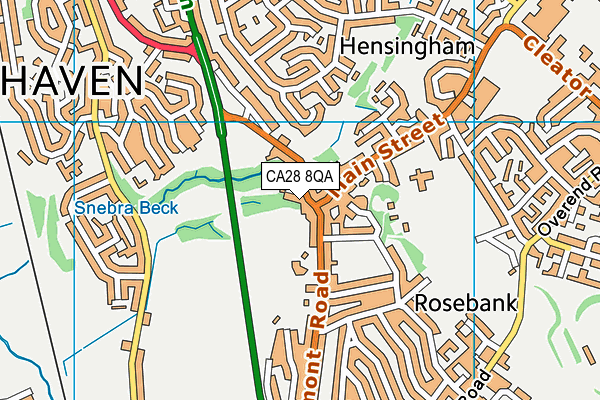 CA28 8QA map - OS VectorMap District (Ordnance Survey)