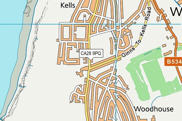 Kells Infant School map (CA28 9PQ) - OS VectorMap District (Ordnance Survey)