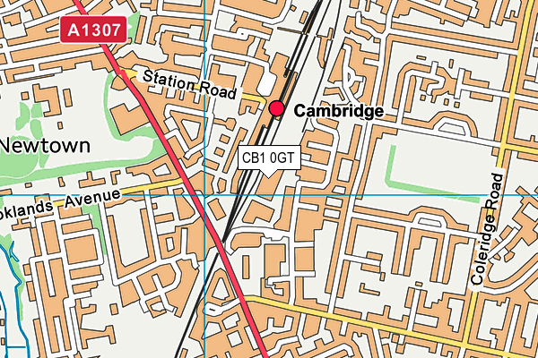 CB1 0GT map - OS VectorMap District (Ordnance Survey)