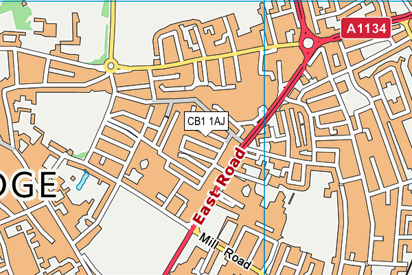 CB1 1AJ map - OS VectorMap District (Ordnance Survey)