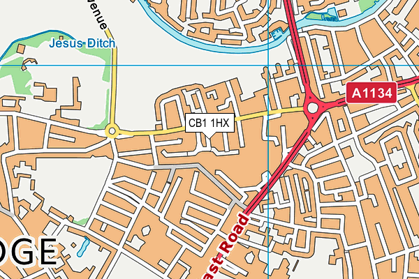 CB1 1HX map - OS VectorMap District (Ordnance Survey)
