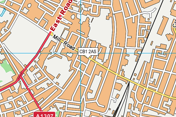 CB1 2AS map - OS VectorMap District (Ordnance Survey)