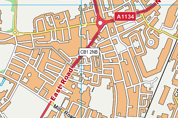 CB1 2NB map - OS VectorMap District (Ordnance Survey)