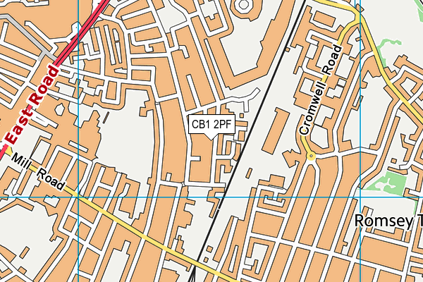 CB1 2PF map - OS VectorMap District (Ordnance Survey)