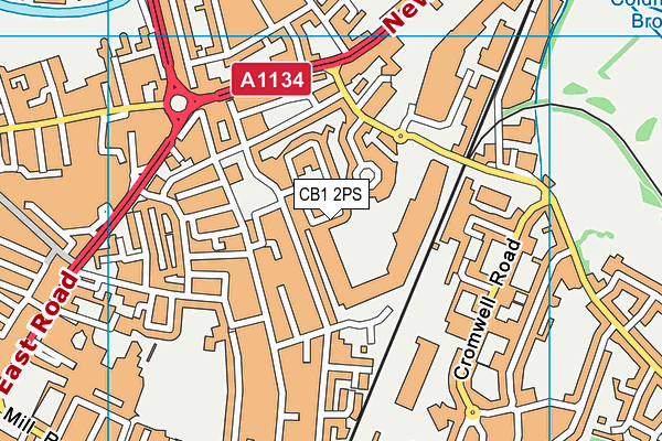 CB1 2PS map - OS VectorMap District (Ordnance Survey)