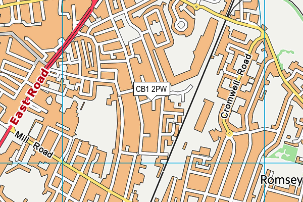 CB1 2PW map - OS VectorMap District (Ordnance Survey)