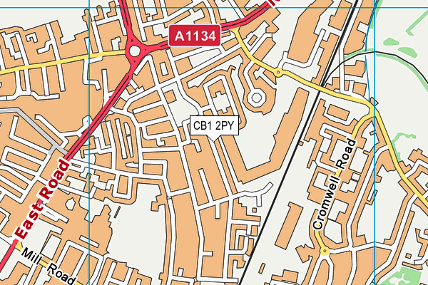 CB1 2PY map - OS VectorMap District (Ordnance Survey)