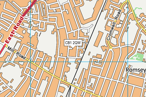 CB1 2QW map - OS VectorMap District (Ordnance Survey)