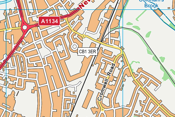 Everlast Gyms (Cambridge) map (CB1 3ER) - OS VectorMap District (Ordnance Survey)