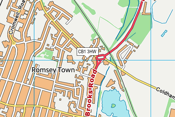 CB1 3HW map - OS VectorMap District (Ordnance Survey)