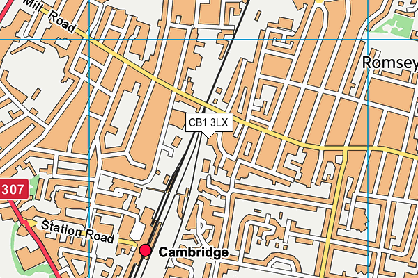 CB1 3LX map - OS VectorMap District (Ordnance Survey)