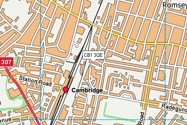 CB1 3QE map - OS VectorMap District (Ordnance Survey)