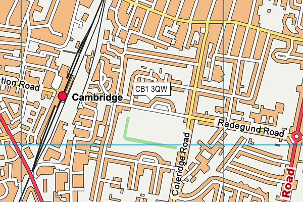 Coleridge Recreation Ground map (CB1 3QW) - OS VectorMap District (Ordnance Survey)