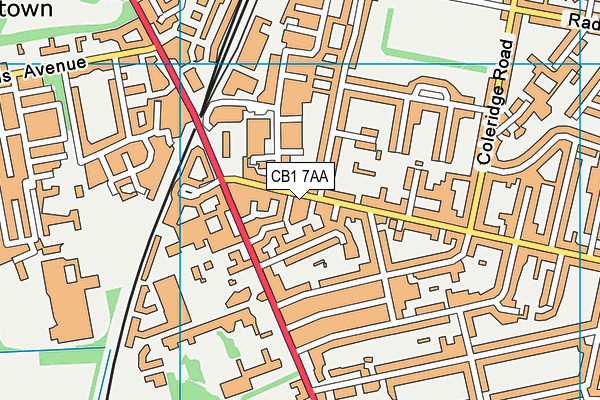 CB1 7AA map - OS VectorMap District (Ordnance Survey)