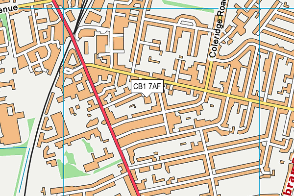 CB1 7AF map - OS VectorMap District (Ordnance Survey)