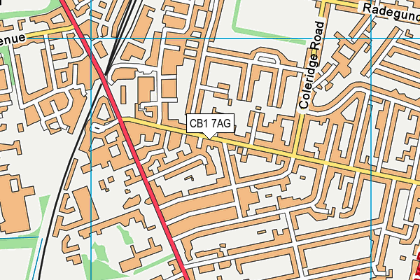 CB1 7AG map - OS VectorMap District (Ordnance Survey)