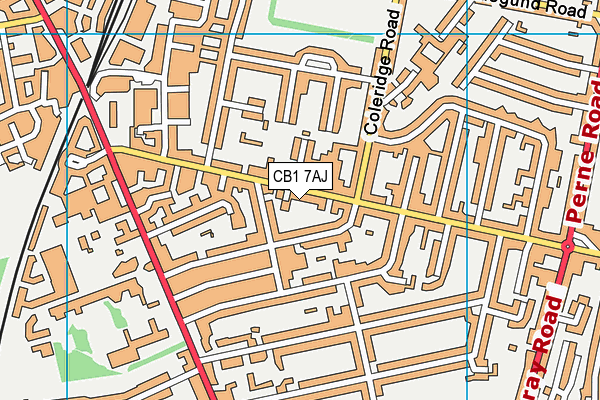 CB1 7AJ map - OS VectorMap District (Ordnance Survey)