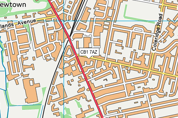 CB1 7AZ map - OS VectorMap District (Ordnance Survey)