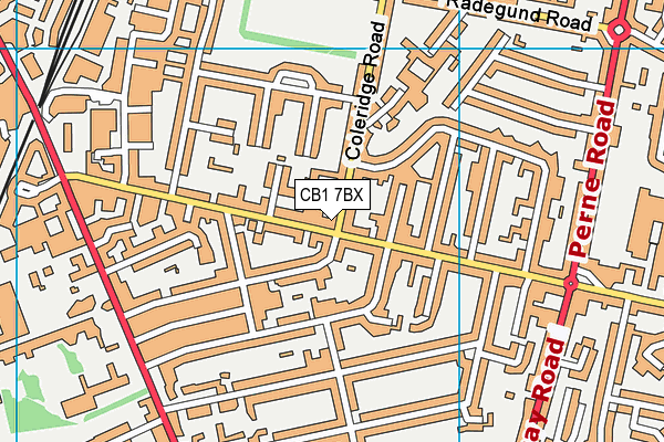 CB1 7BX map - OS VectorMap District (Ordnance Survey)