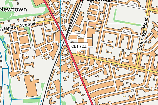 CB1 7DZ map - OS VectorMap District (Ordnance Survey)