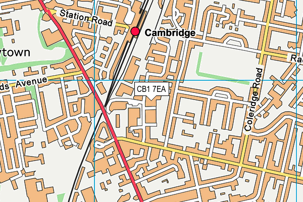 CB1 7EA map - OS VectorMap District (Ordnance Survey)