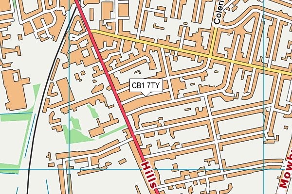 CB1 7TY map - OS VectorMap District (Ordnance Survey)