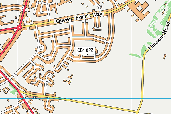 CB1 8PZ map - OS VectorMap District (Ordnance Survey)