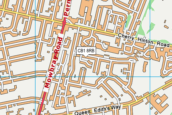 CB1 8RB map - OS VectorMap District (Ordnance Survey)