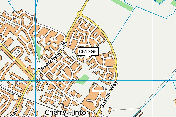 CB1 9GE map - OS VectorMap District (Ordnance Survey)