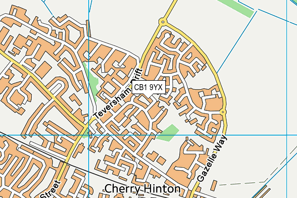 CB1 9YX map - OS VectorMap District (Ordnance Survey)