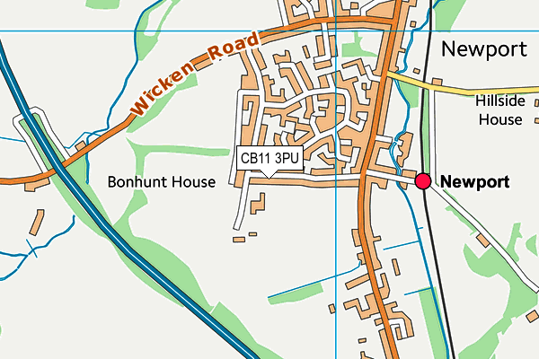 Newport Primary School map (CB11 3PU) - OS VectorMap District (Ordnance Survey)