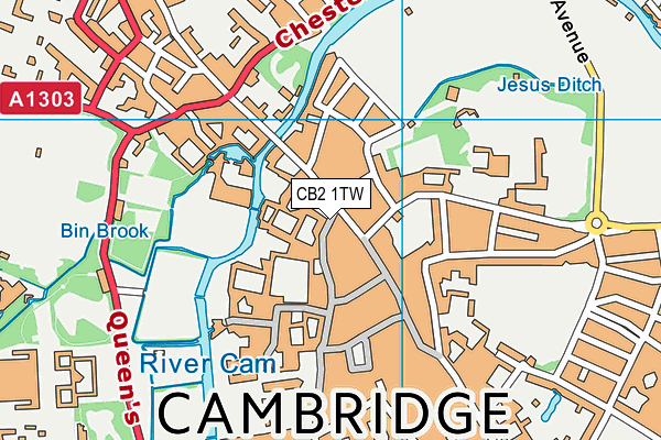 CB2 1TW map - OS VectorMap District (Ordnance Survey)