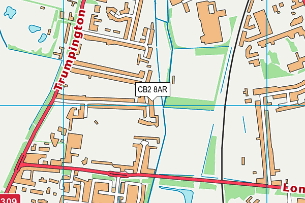 Clare College Sports Ground map (CB2 8AR) - OS VectorMap District (Ordnance Survey)