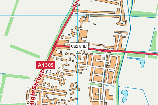 CB2 8HD map - OS VectorMap District (Ordnance Survey)