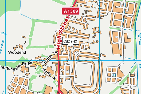 CB2 9HX map - OS VectorMap District (Ordnance Survey)