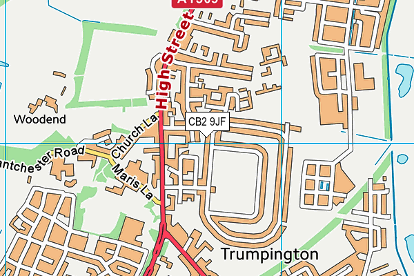 Trumpington Recreation Ground map (CB2 9JF) - OS VectorMap District (Ordnance Survey)