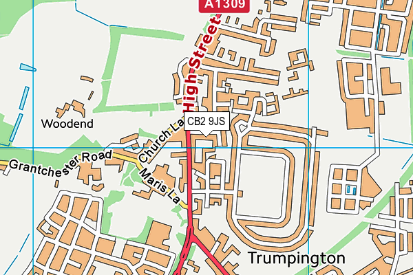 CB2 9JS map - OS VectorMap District (Ordnance Survey)