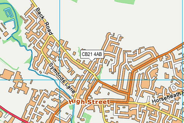 CB21 4AB map - OS VectorMap District (Ordnance Survey)