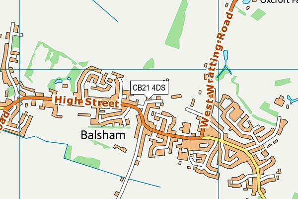 Balsham Recreation Ground map (CB21 4DS) - OS VectorMap District (Ordnance Survey)
